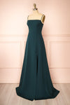 Estella Green Maxi A-line Dress w/ Slit | Boudoir 1861 side view