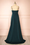 Estella Green Maxi A-line Dress w/ Slit | Boudoir 1861 back view