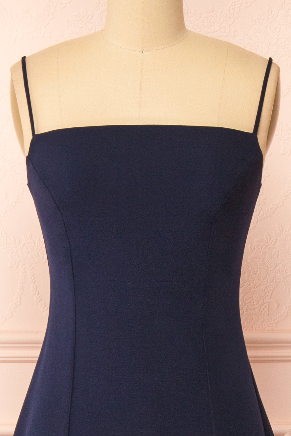 Estella Navy Maxi A-line Dress w/ Slit | Boudoir 1861 front