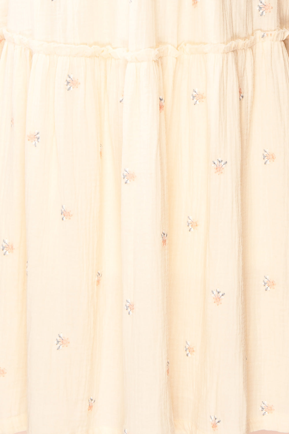 Estelle Ivory Midi Dress w/ Floral Embroidery | Boutique 1861 texture