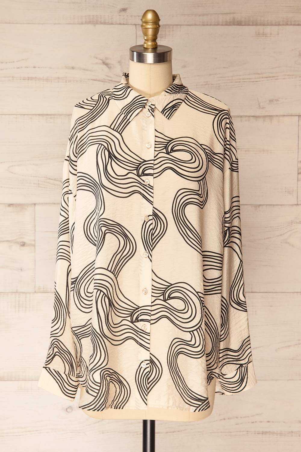 Etel Translucent Shirt with Abstract Lines | La petite garçonne front view