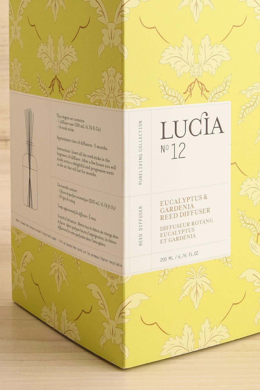 Eucalyptus and Gardenia Reed Diffuser by Lucia | Maison garçonne box close-up