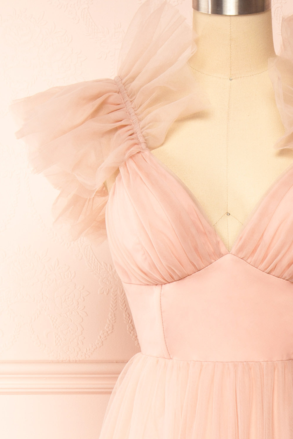 Eunby Maxi Pink Tulle Dress w/ Open Back | Boutique 1861 front