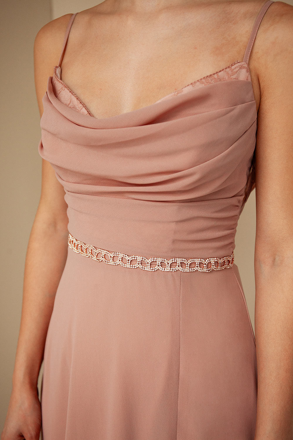 Euron Rose Gold Crystal Ribbon Belt | Boudoir 1861 model