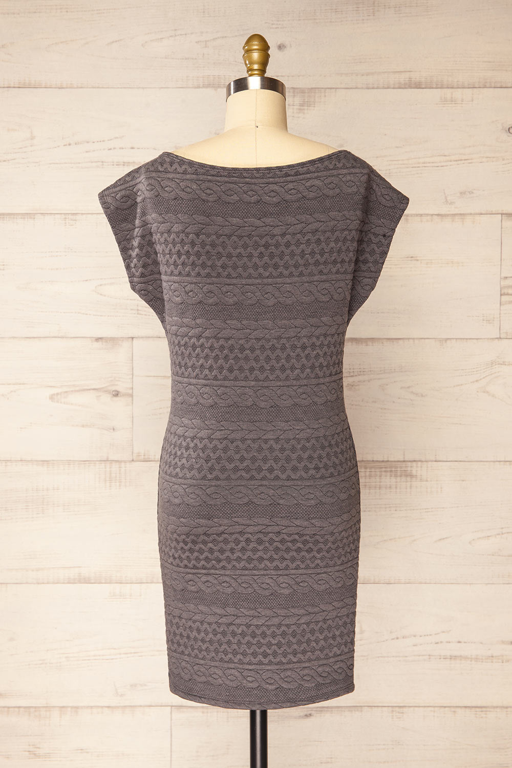 Eva-Marie Grey Cable Pattern Short Dress | La petite garçonne back view