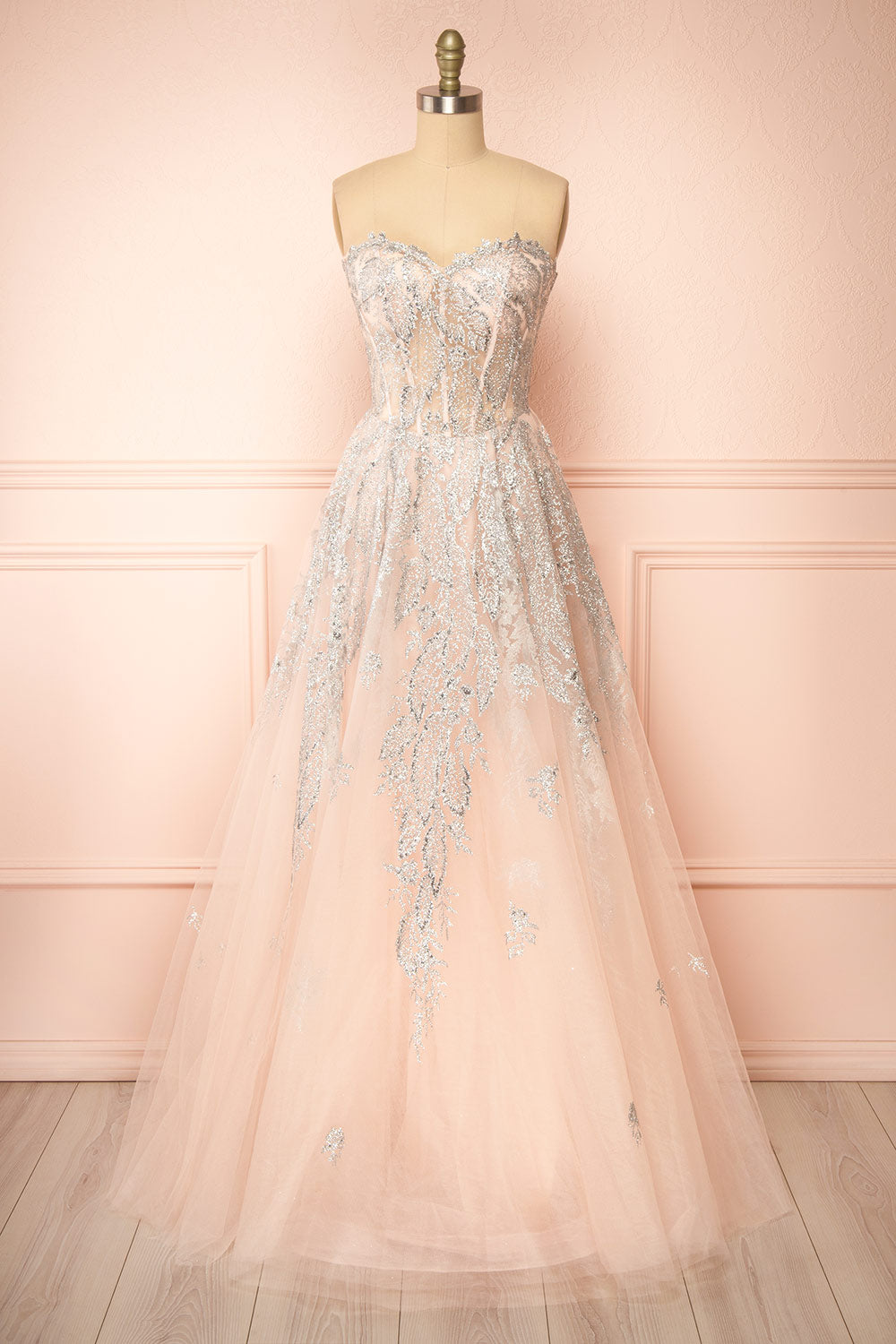 Maxi Dress Pink And Silver Gown Evandra Pink Tulle Maxi Dress W