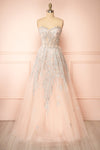 Evandra Pink Tulle Maxi Dress w/ Silver Glitter | Boutique 1861 front view