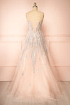 Evandra Pink Tulle Maxi Dress w/ Silver Glitter | Boutique 1861 back view