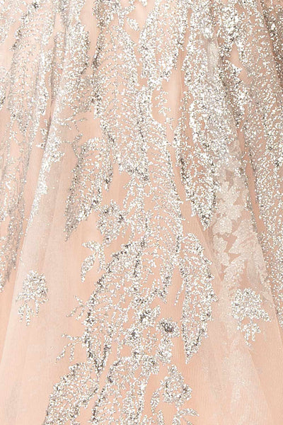 Evandra Pink Tulle Maxi Dress w/ Silver Glitter | Boutique 1861 fabric