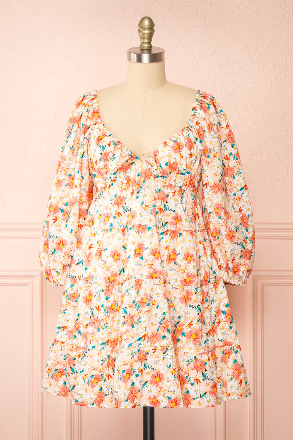 Evangeline Tiered Floral Babydoll Dress | Boutique 1861 front view