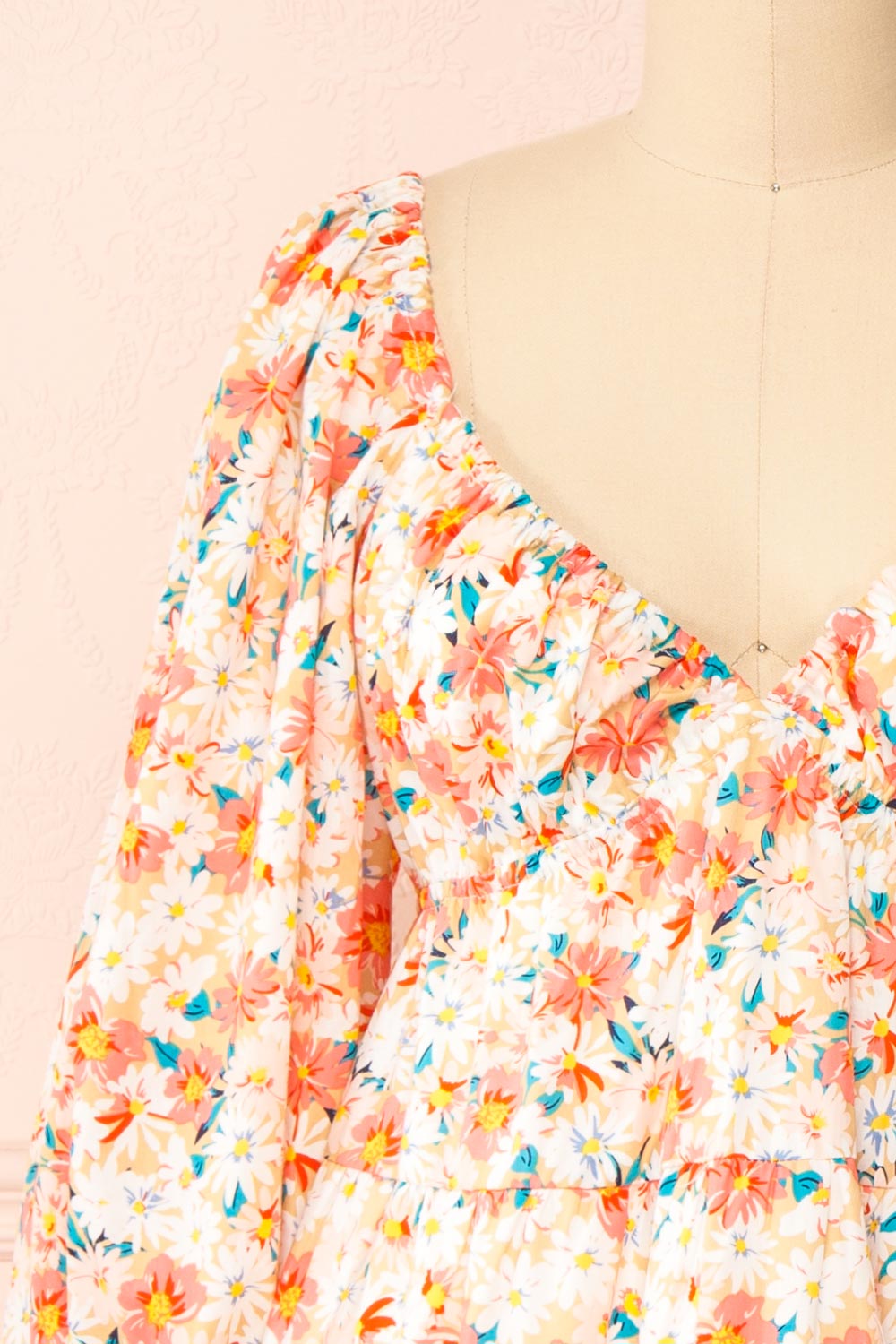 Evangeline Tiered Floral Babydoll Dress | Boutique 1861 front close-up