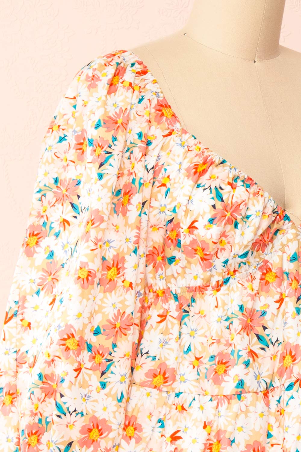 Evangeline Tiered Floral Babydoll Dress | Boutique 1861 side close-up