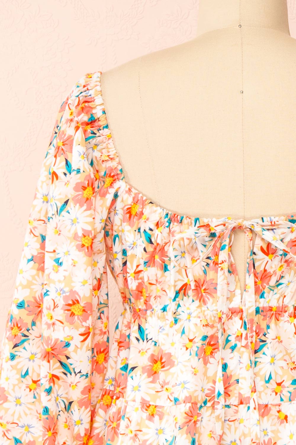 Evangeline Tiered Floral Babydoll Dress | Boutique 1861 back close-up