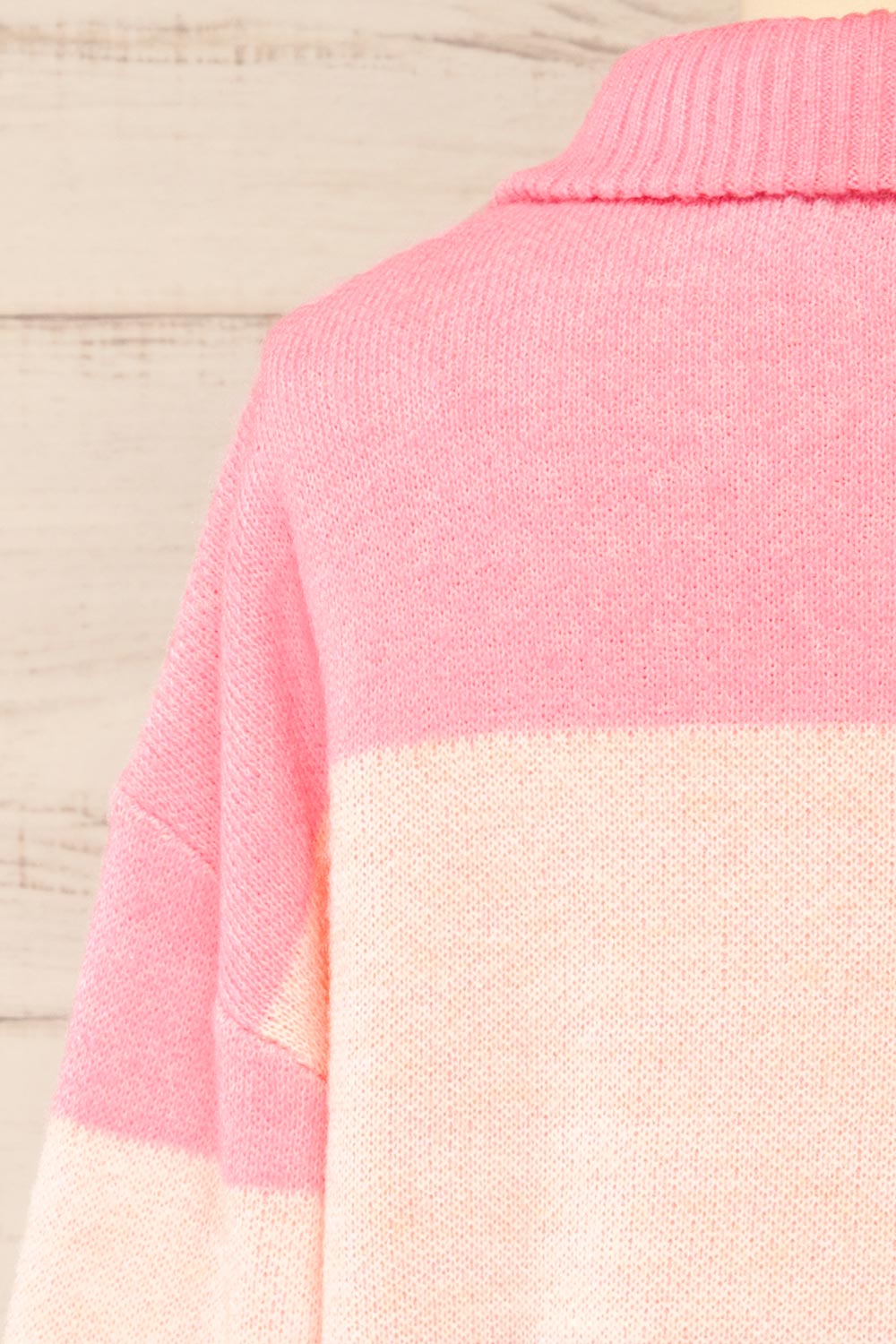 Everest Pink Knit Quarter Zip Sweater | La petite garçonne back