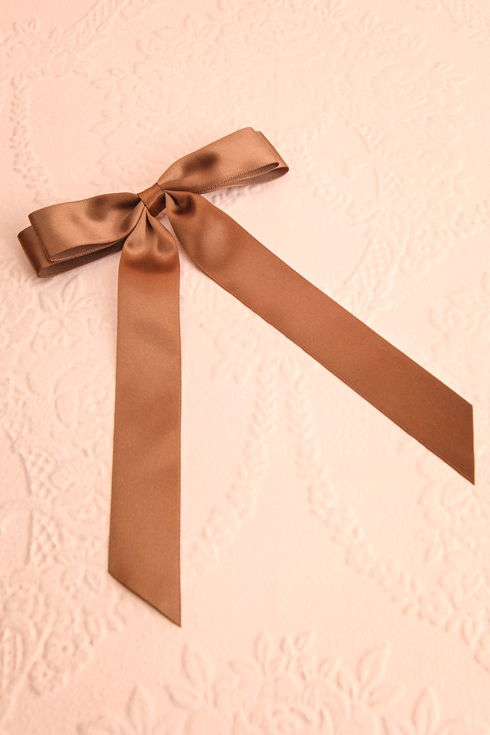 Ezelle Brown Satin Bow Hair Clip | Boutique 1861 front view