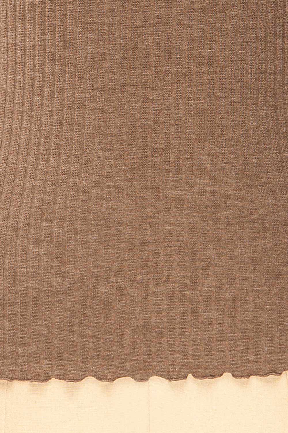 Faaset Taupe Ribbed Top w/ Stand Collar | La petite garçonne fabric