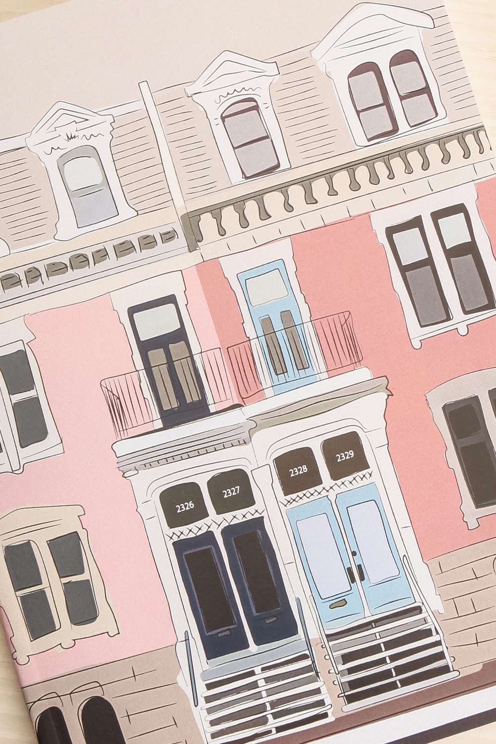 Pink Facade Montreal Notebook | Maison garçonne close-up