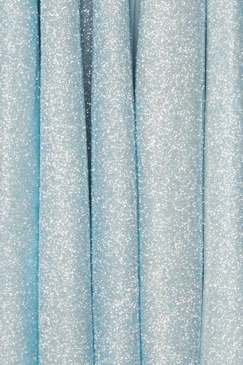 Fadia Light Blue Sparkly Dress w/ Slit and Pockets | Boutique 1861 fabric