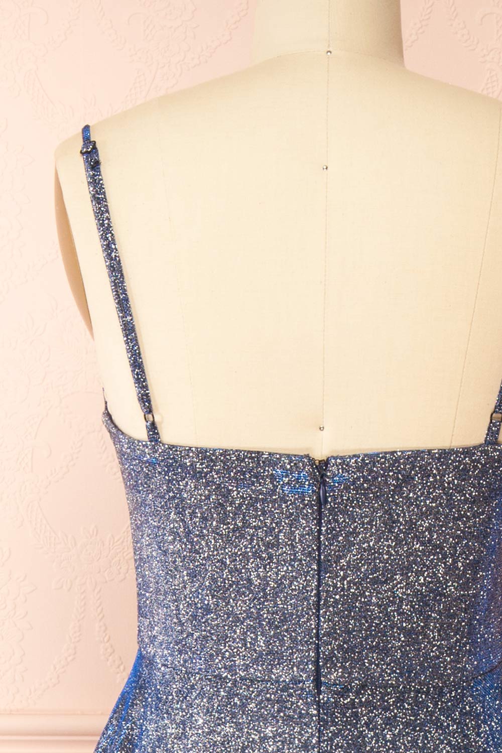 Fadia Navy Sparkly Maxi Dress w/ Slit | Boutique 1861 back