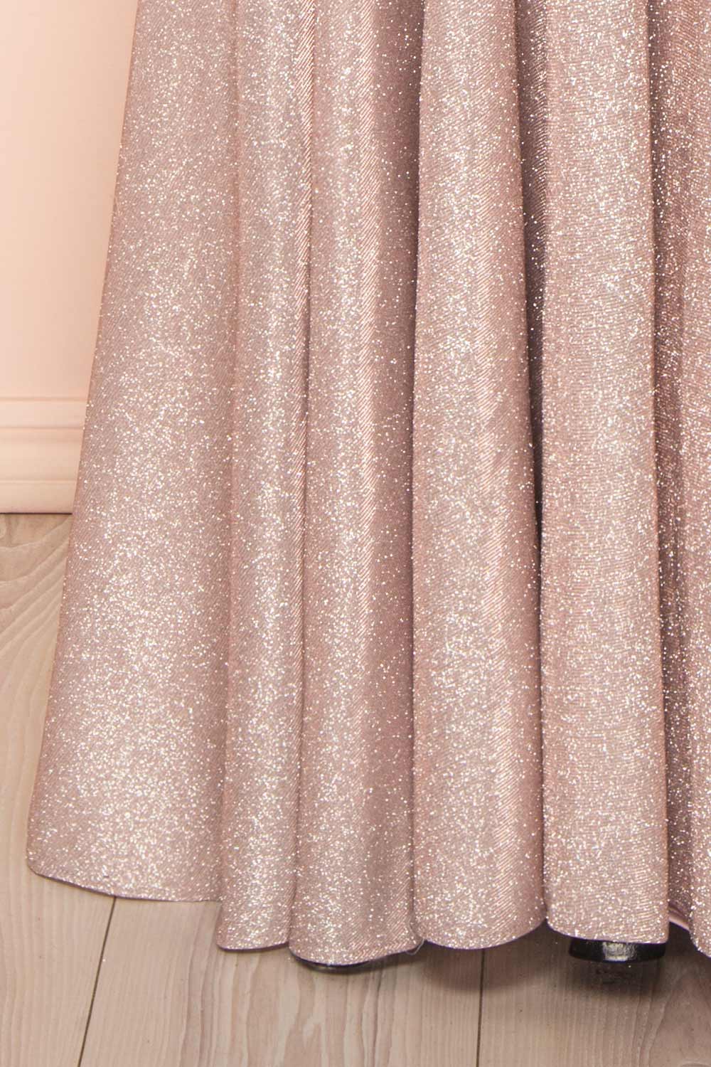 Fadia Mauve Sparkly Maxi Dress w/ Slit | Boutique 1861 bottom