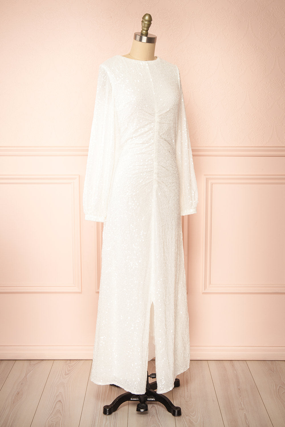 Fairlie White Maxi Dress w/ Sequins | Boudoir 1861 side view