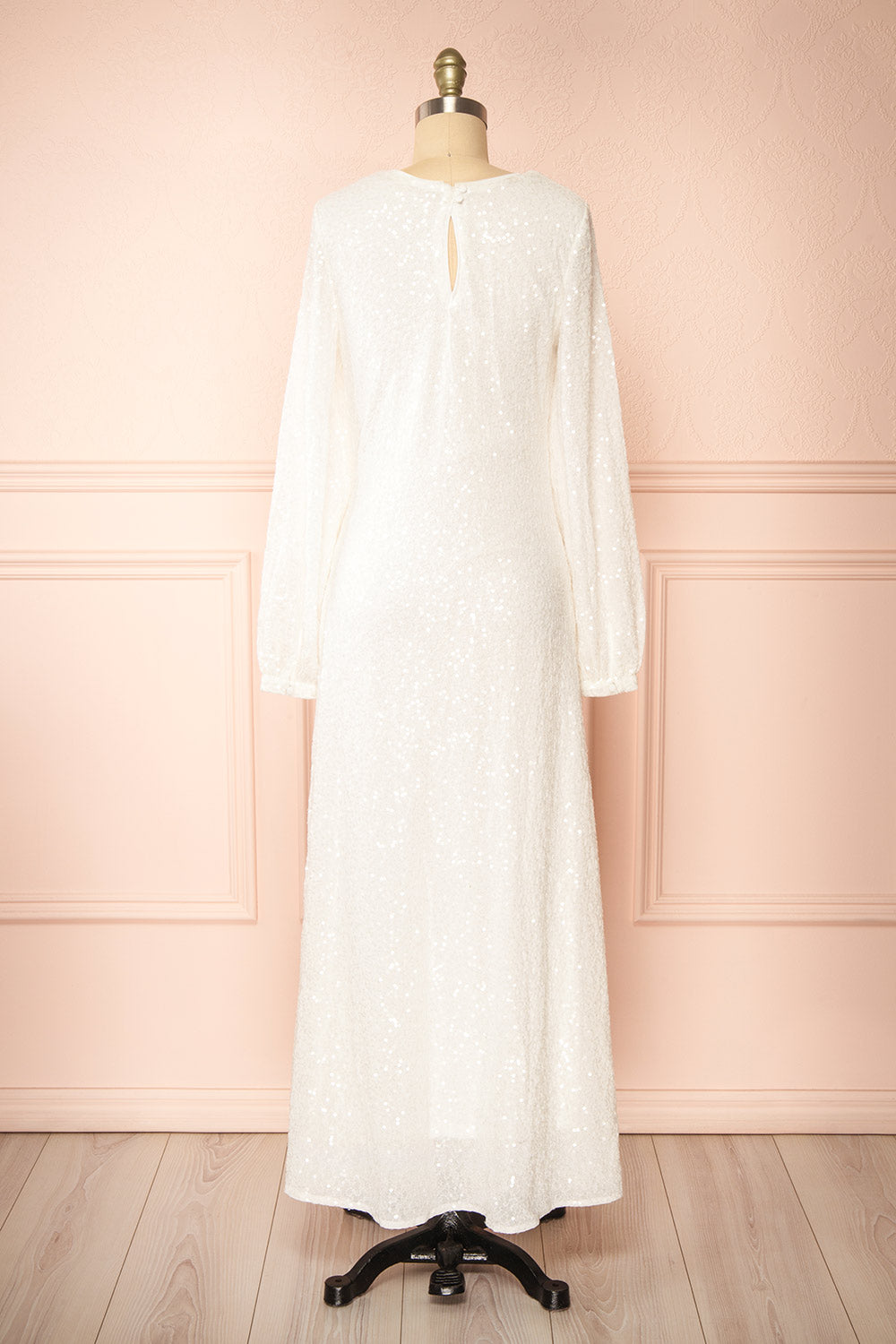 Fairlie White Maxi Dress w/ Sequins | Boudoir 1861 back view