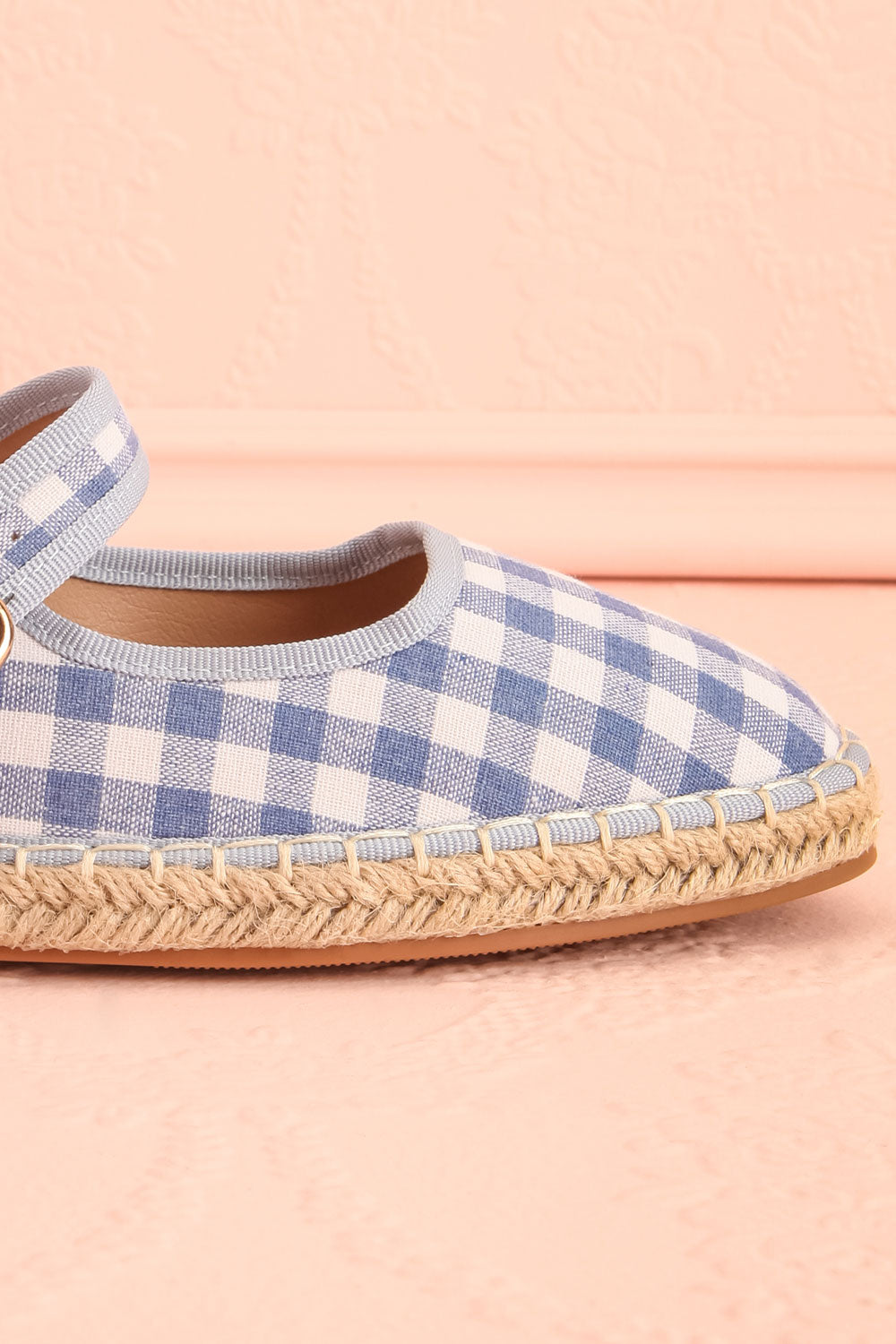Falia Blue Vichy-Print Mary Jane Flats with Strap | Boutique 1861 side