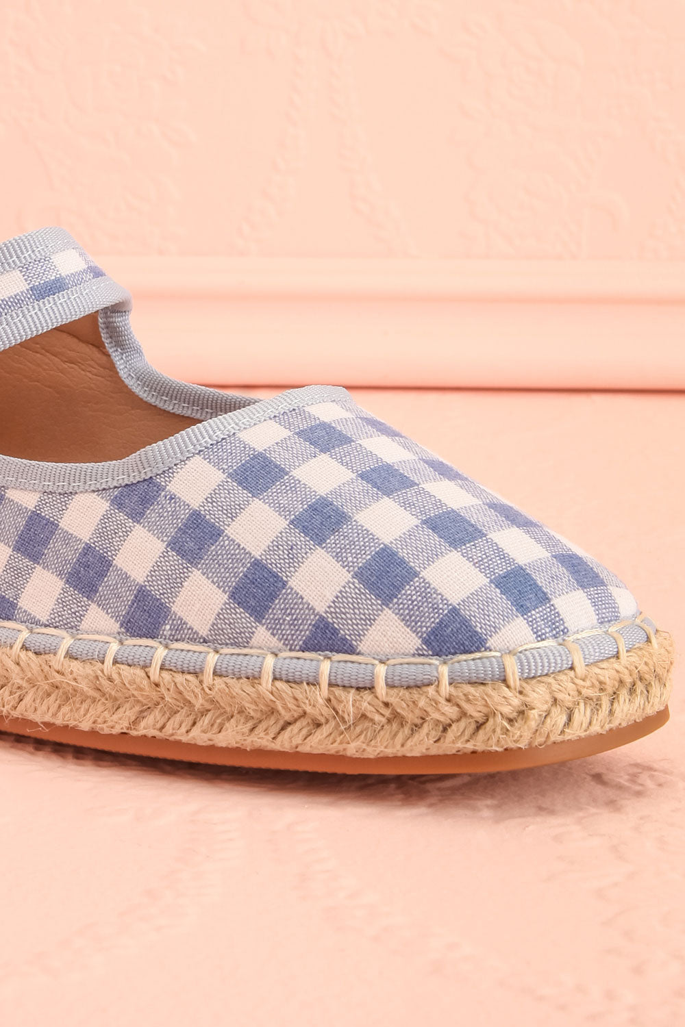 Falia Blue Vichy-Print Mary Jane Flats with Strap | Boutique 1861 front