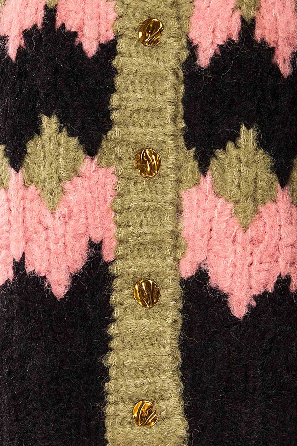 fabric view of Falmard Multicolor Chunky Knit Patterned Cardigan at La petite garçonne