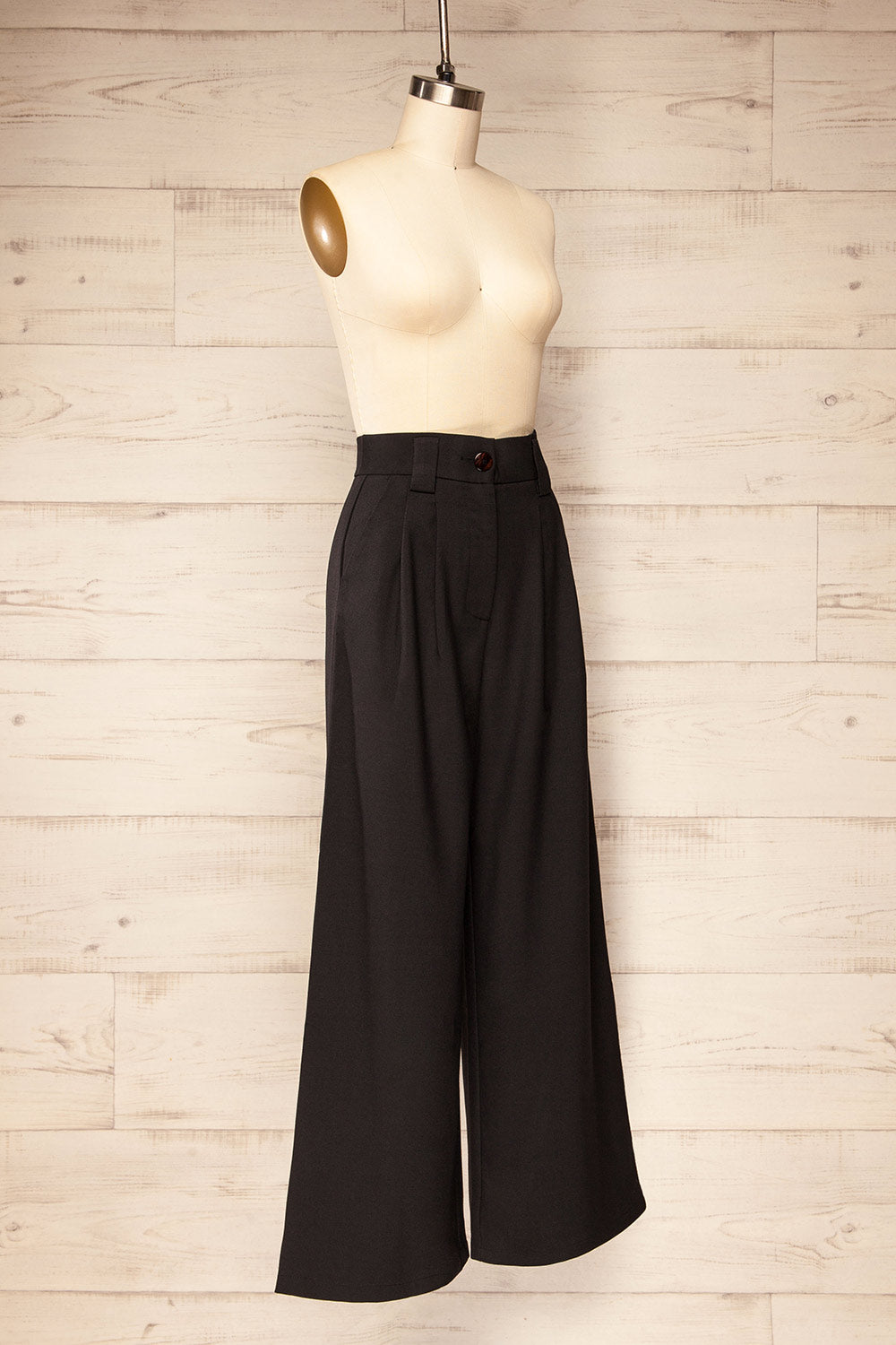 Famdon Black High-Waisted Wide Leg Pants | La petite garçonne side view