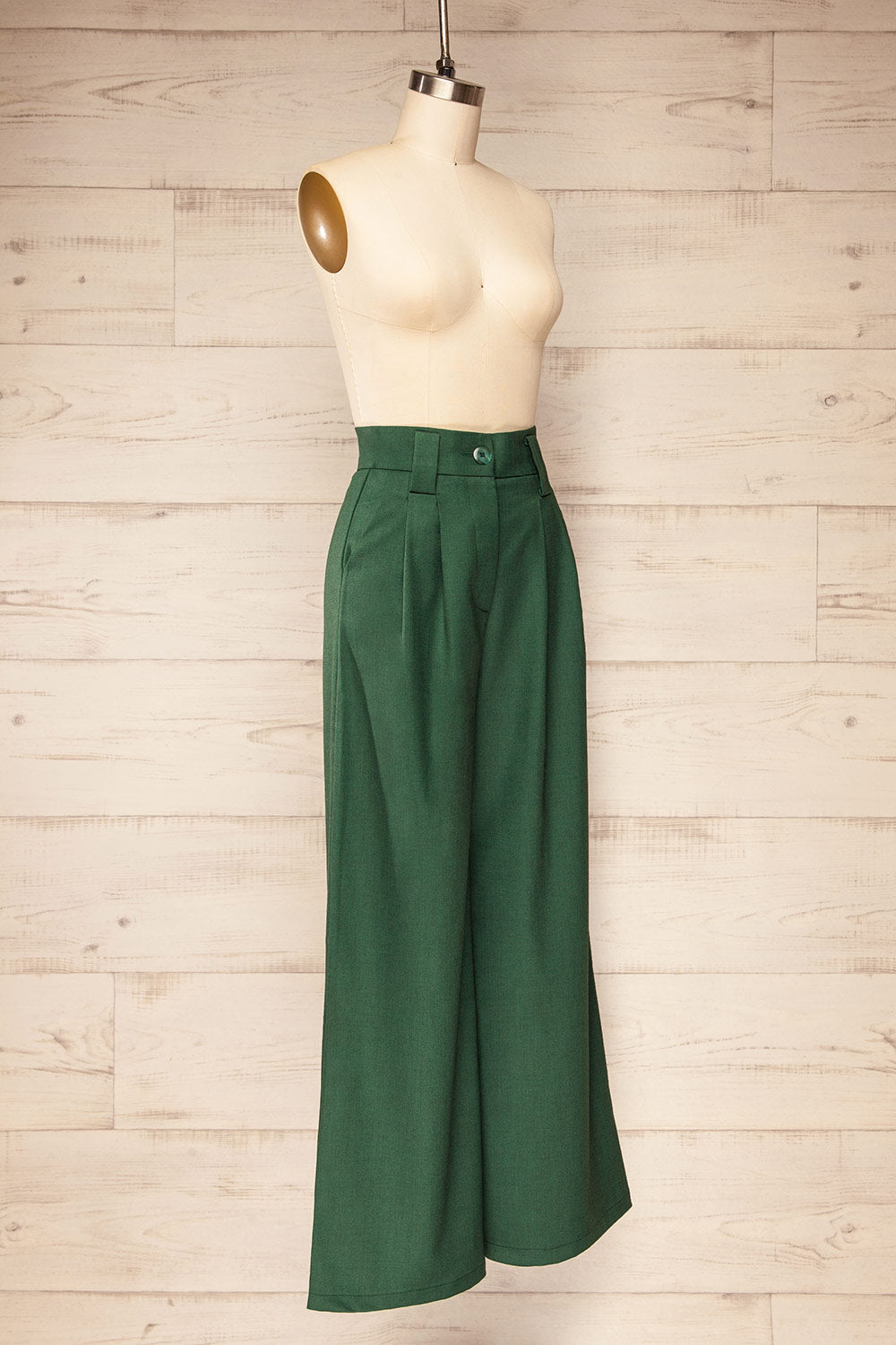 Famdon Green High-Waisted Wide Leg Pants | La petite garçonne side view