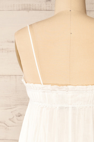 Fannar White A-line Midi Dress | La petite garçonne back close-up