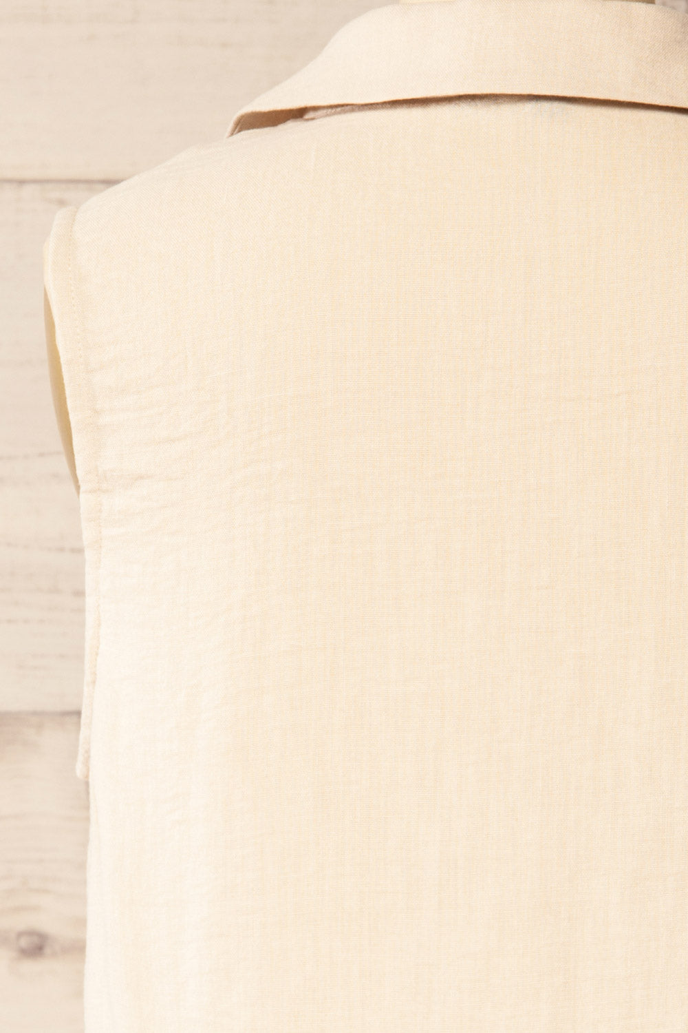 Fanon Loose Beige Vest with Lace Cutout | La petite garçonne back