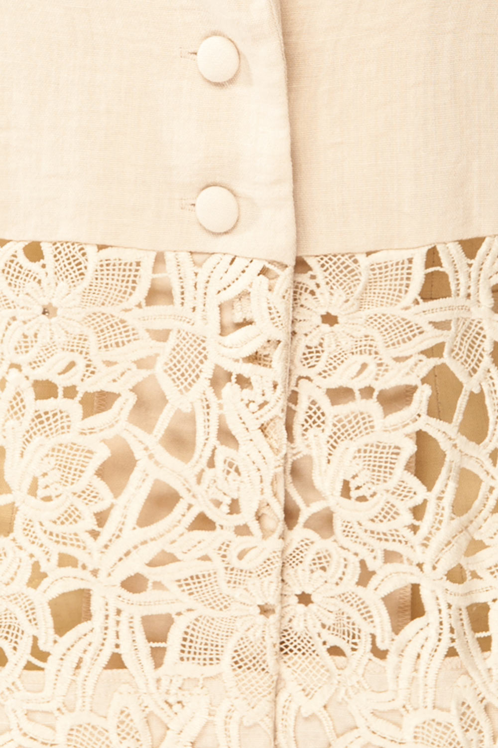 Fanon Loose Beige Vest with Lace Cutout | La petite garçonne fabric