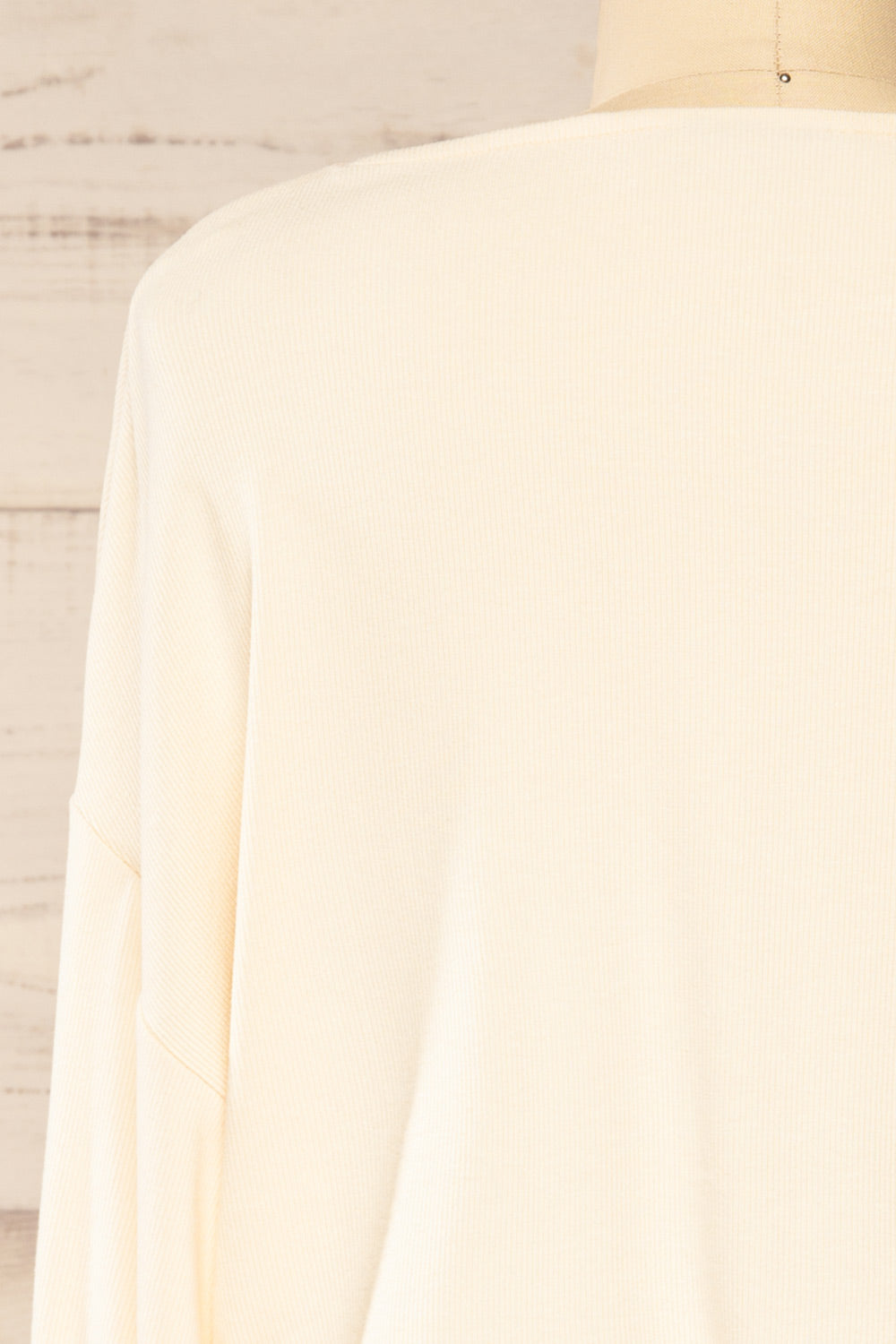 Farnham Ivory Ribbed Crop Top w/ Long Sleeves | La petite garçonne back