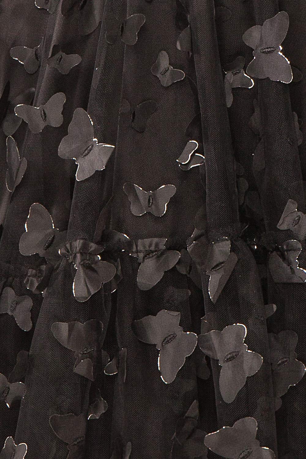 fabric of Faya Black Short Corset Dress with Butterflies From Boutique 1861
