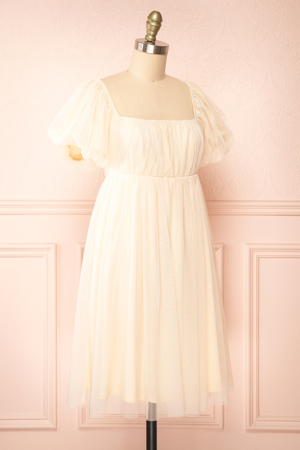 Faye Beige Babydoll Dress | Boutique 1861 side view