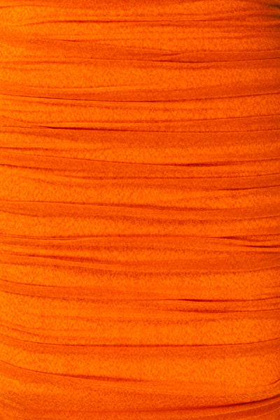 Fecho Orange Fitted Ruched Midi Dress | La petite garçonne fabric