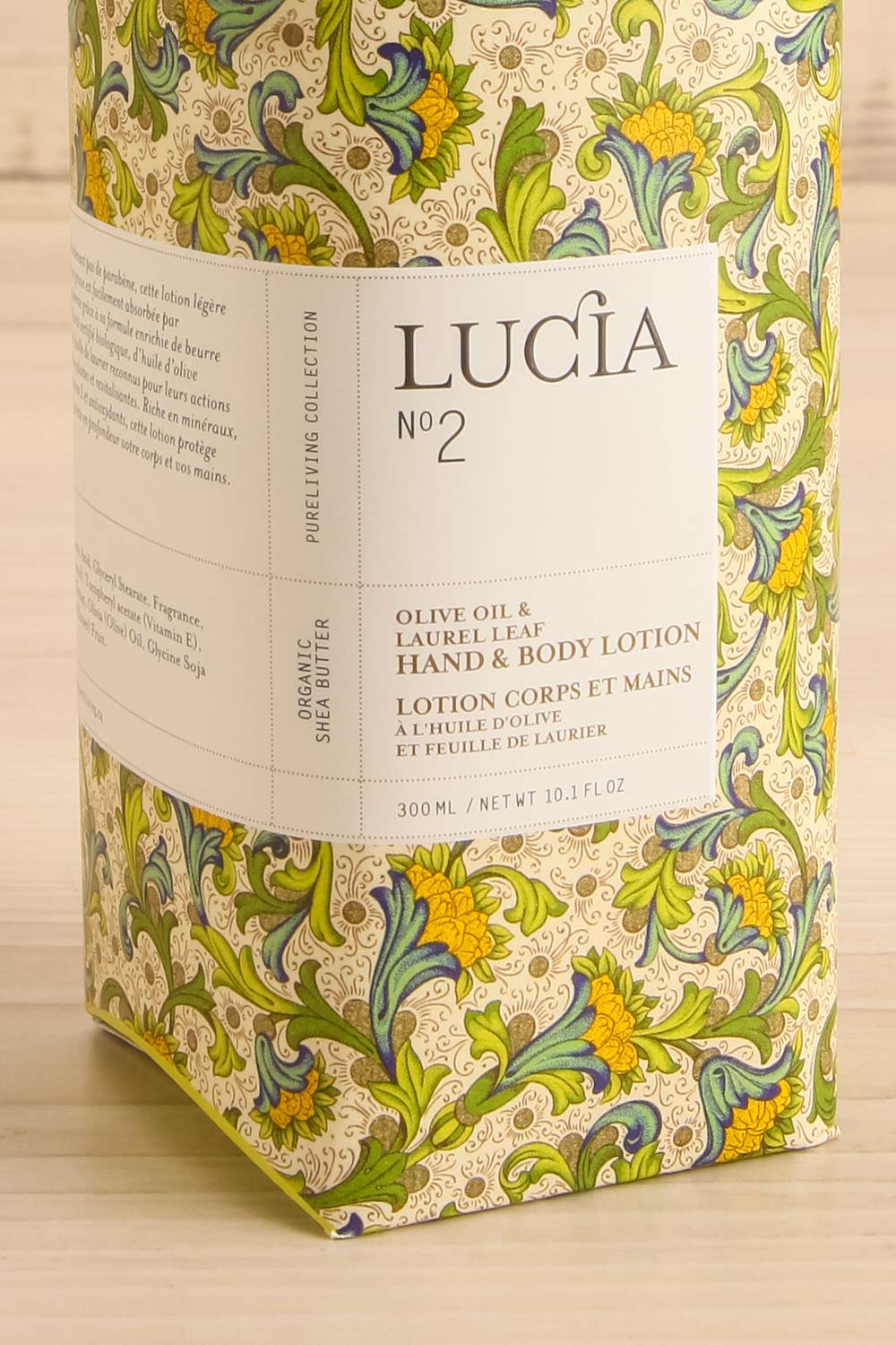 Laurel Leaf and Olive Oil Hand and Body Lotion by Lucia | Maison box close-up