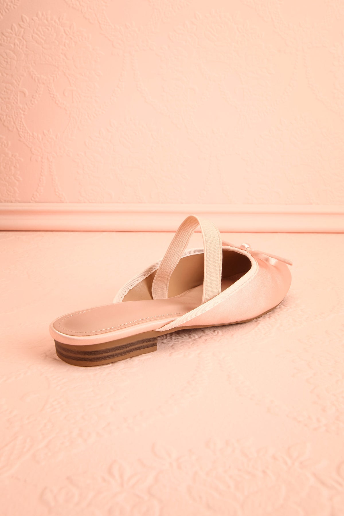 back view of Finnian Pink Ballet Mule Flats at Boutique 1861