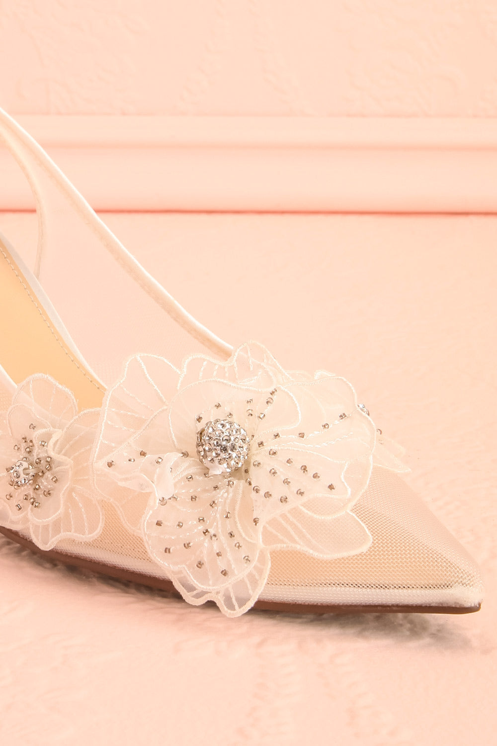 Fionna Bridal Block Heels with Floral Appliqués | Boudoir 1861 side
