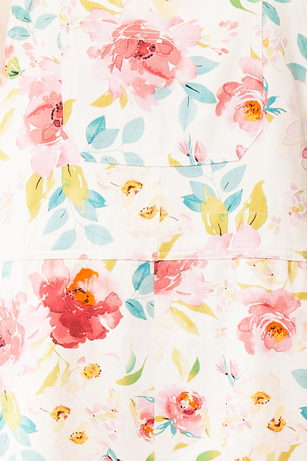 Fionnuala White Floral Denim Overalls | Boutique 1861 fabric
