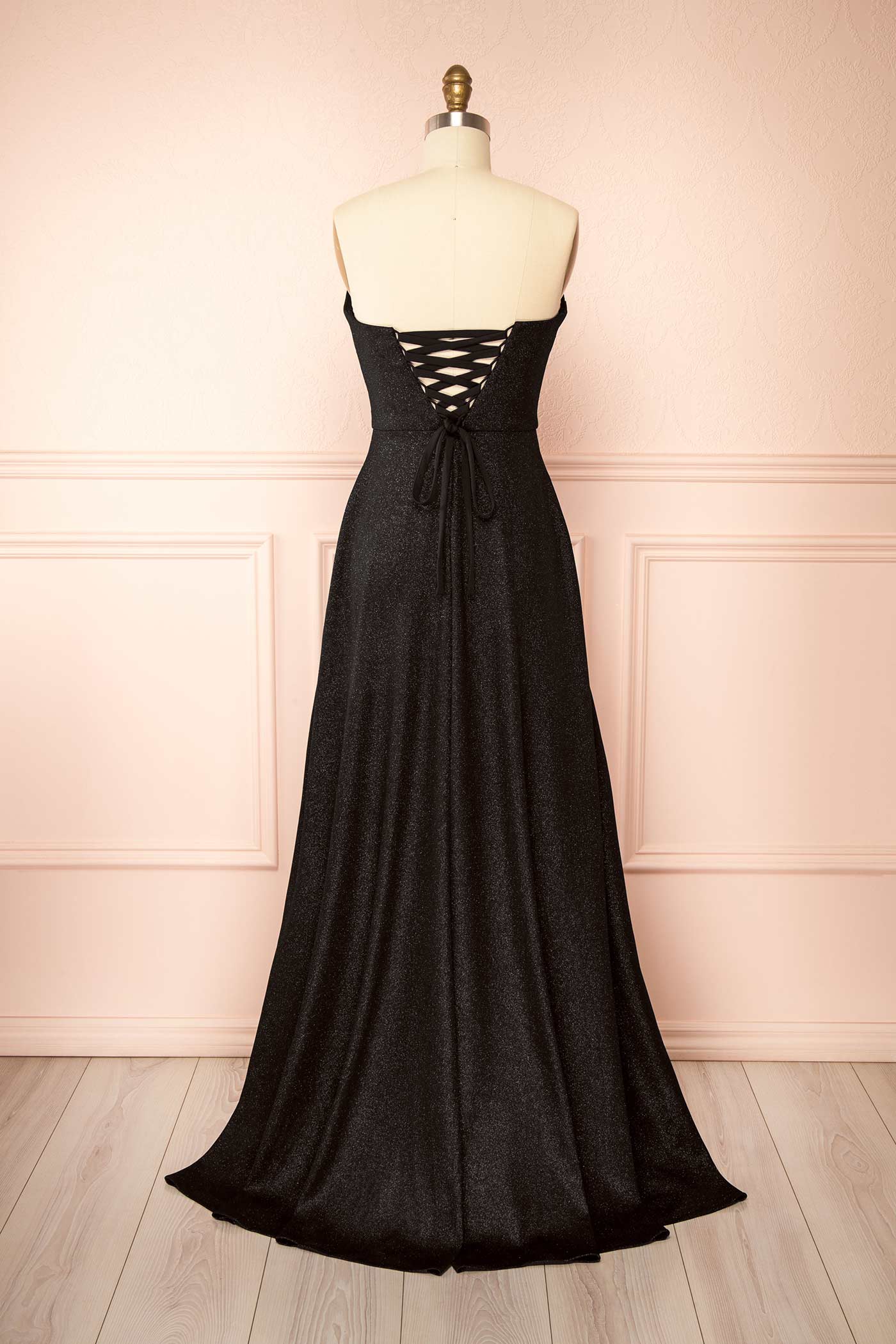 Fitzi Black | Sparkly Strapless Maxi Dress with Pockets