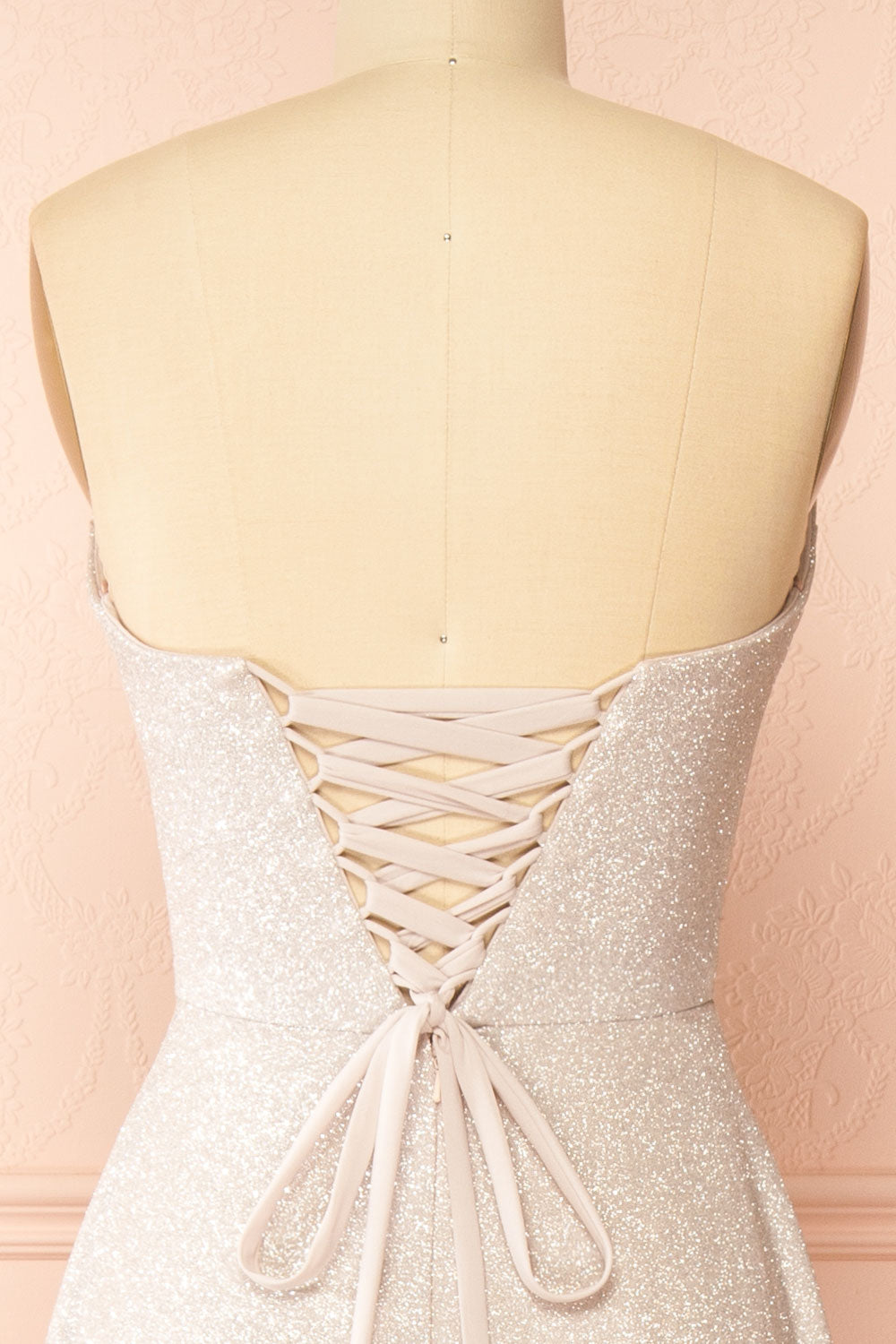 Fitzi Champagne | Sparkly Strapless Maxi Dress with Pockets
