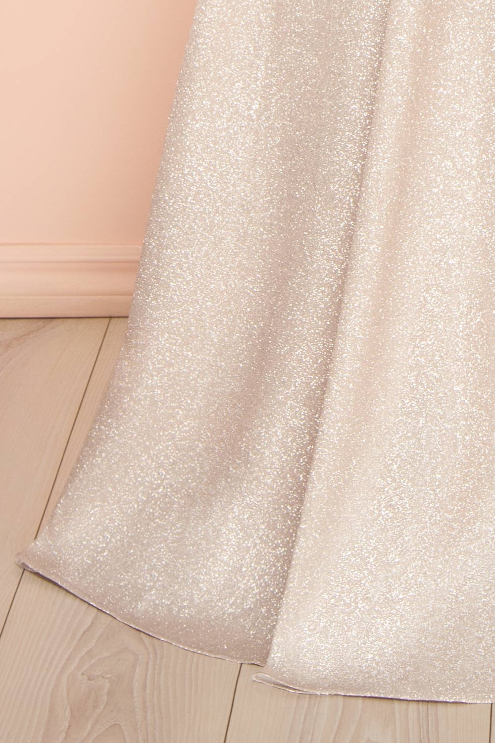 Fitzi Champagne | Sparkly Strapless Maxi Dress with Pockets