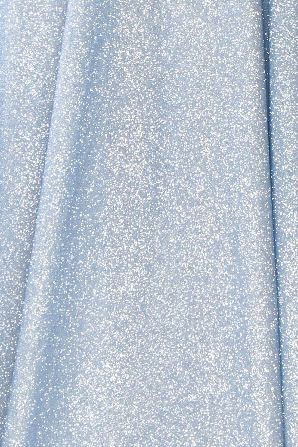 Fitzi Light Blue Sparkly Strapless Maxi Dress w/ Slit | Boutique 1861 fabric