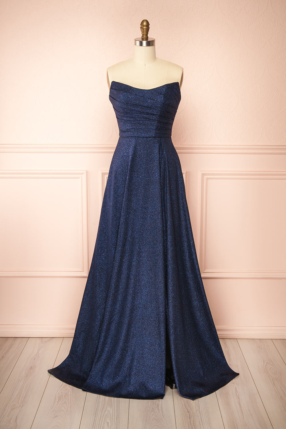 Fitzi Navy Sparkly Strapless Maxi Dress with Pockets | Boutique 1861 Fitzi Navy Sparkly Strapless Maxi Dress with Pockets | Boutique 1861