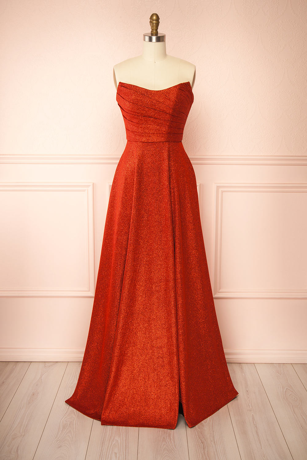 Fitzi Red Sparkly Strapless Maxi Dress with Pockets | Boutique 1861 Fitzi Red Sparkly Strapless Maxi Dress with Pockets | Boutique 1861