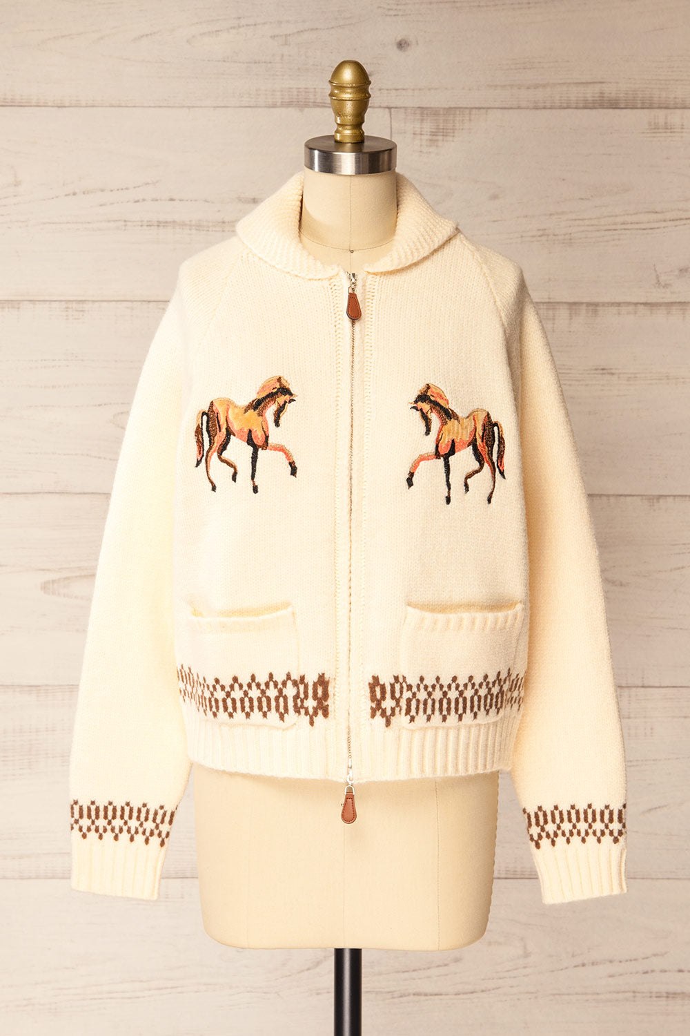 Flicka Zip-Up Jacket with Embroidered Horses | La petite garçonne front view