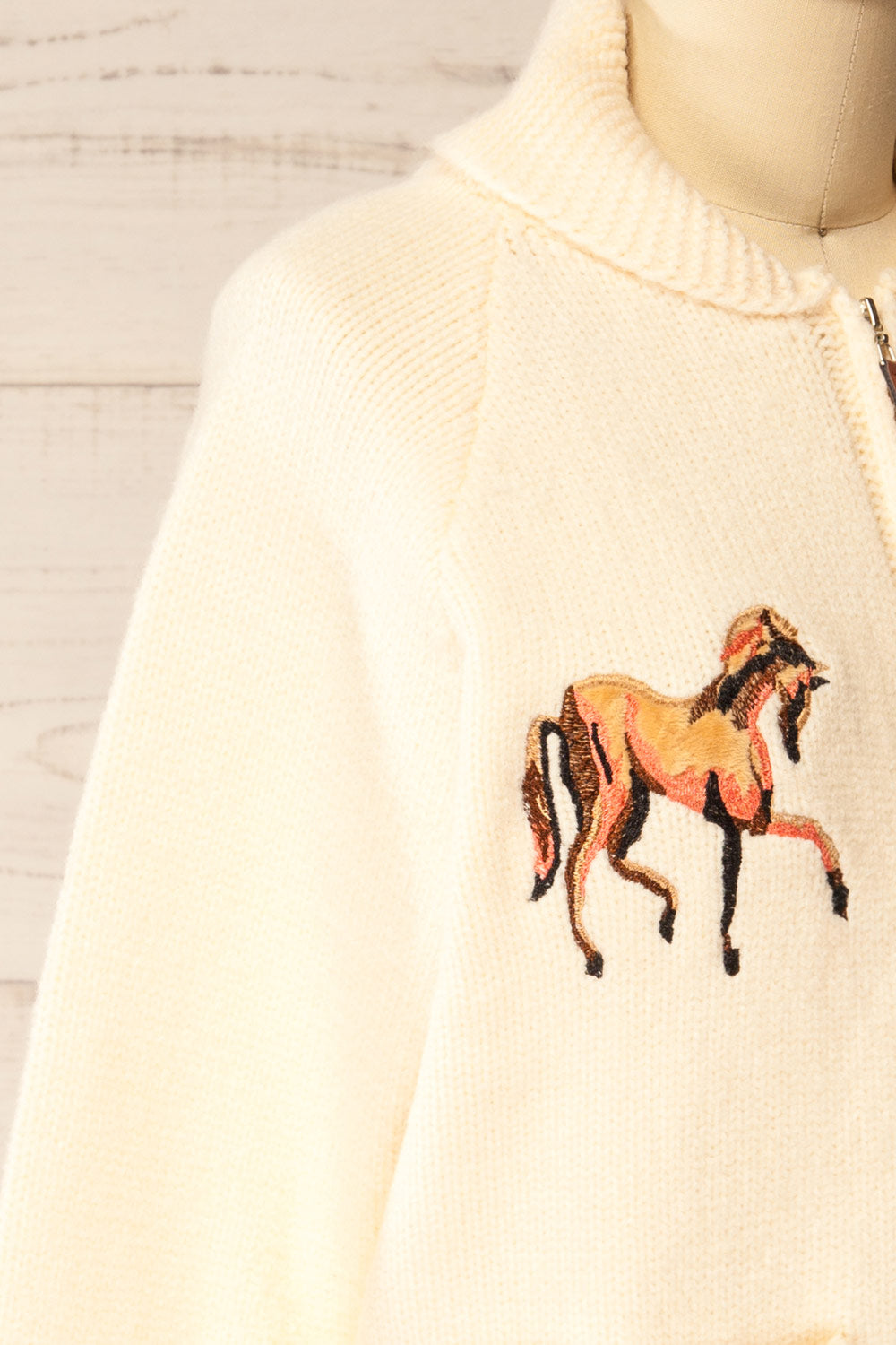 Flicka Zip-Up Jacket with Embroidered Horses | La petite garçonne side